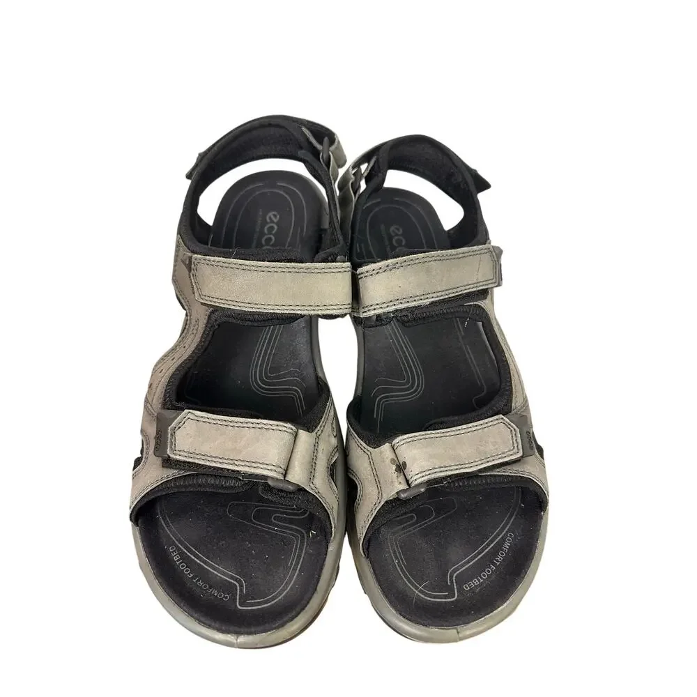 Ecco Offroad Lite sandals gray leather adjustable hook-and-loop straps 47/ 13